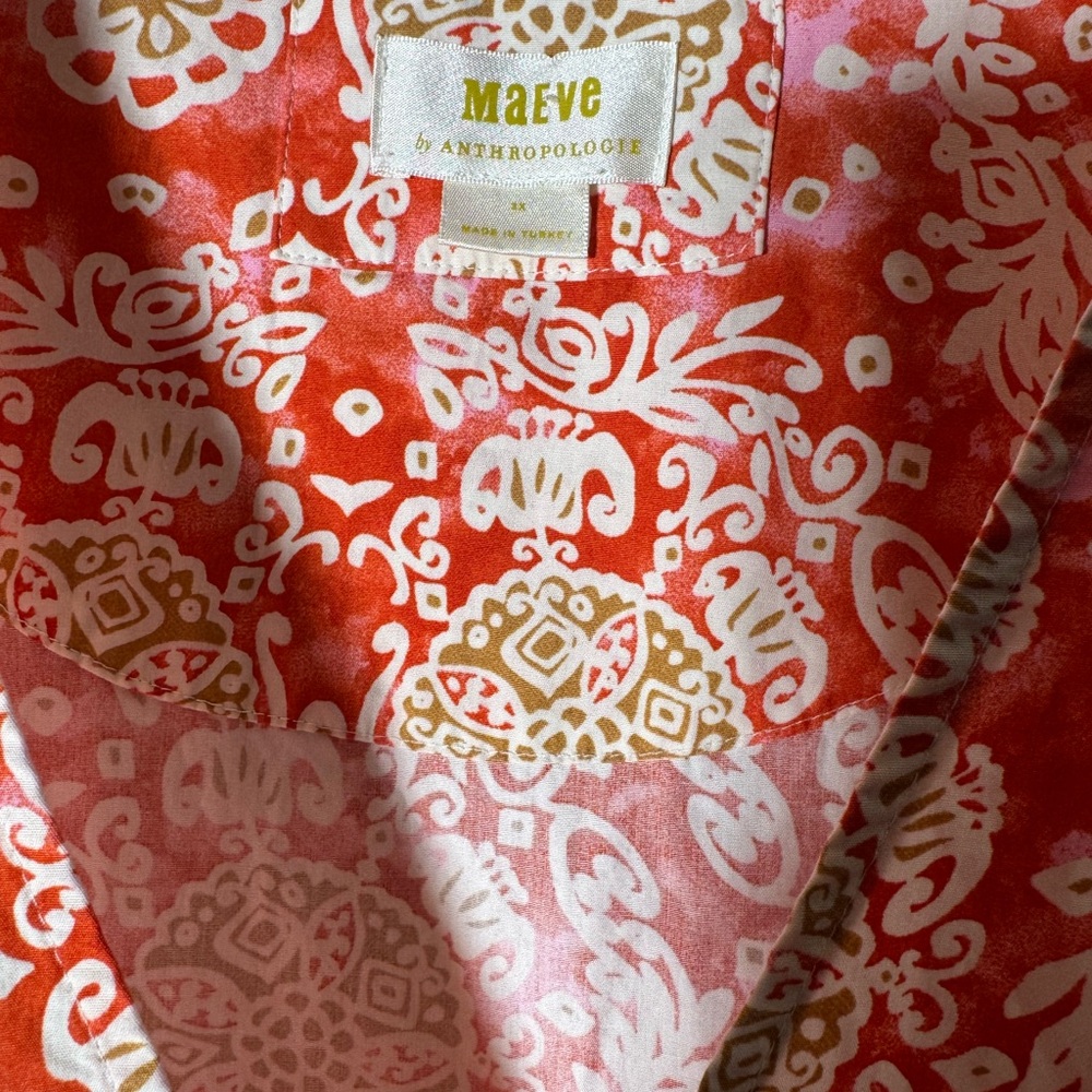 Anthropologie Maeve Printed Flutter-Sleeve Babydoll Dress Plus Size 3X - Picture 4 of 8